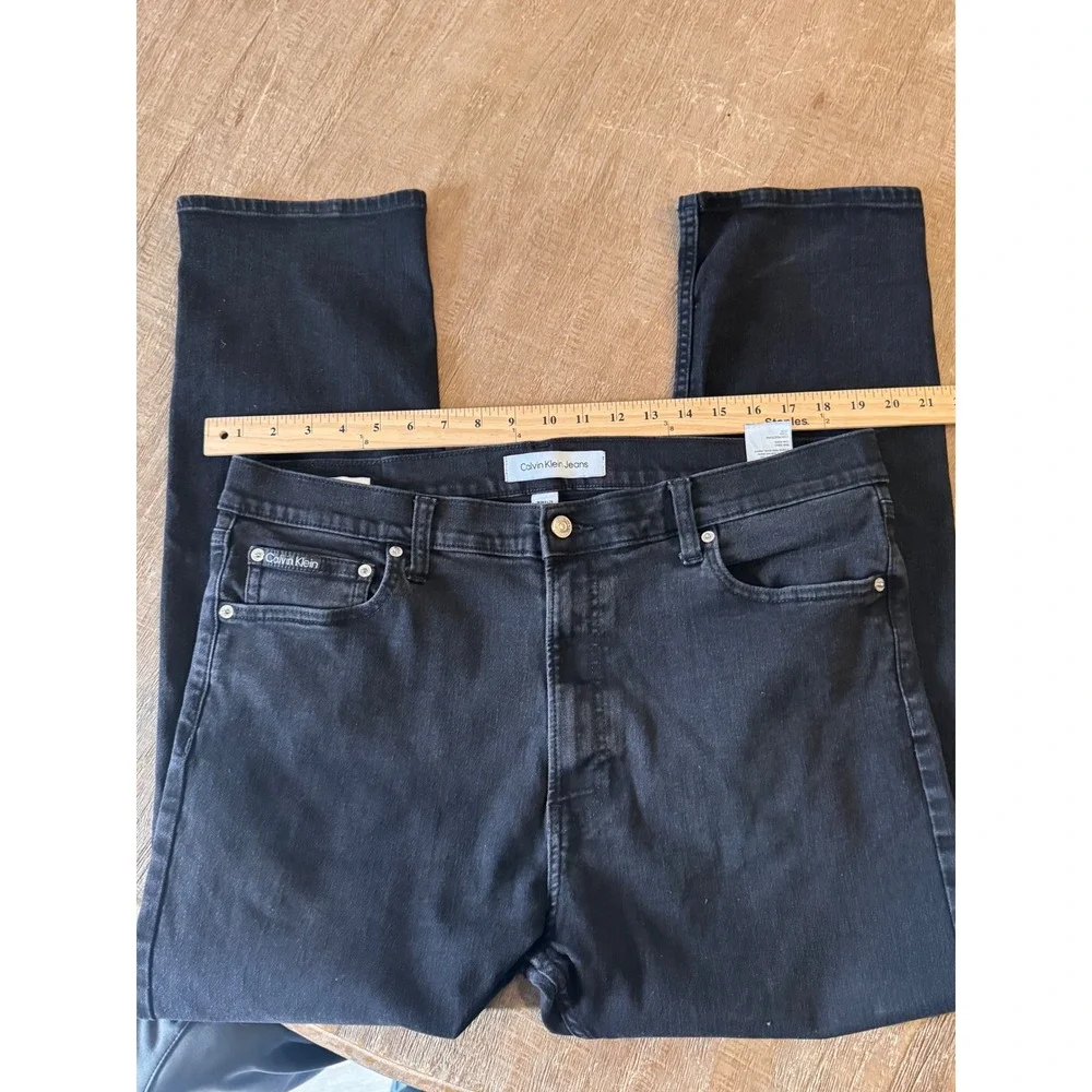 Calvin Klein Jeans Slim Straight Black Denim Stretch Pants W38 L29 minimalist